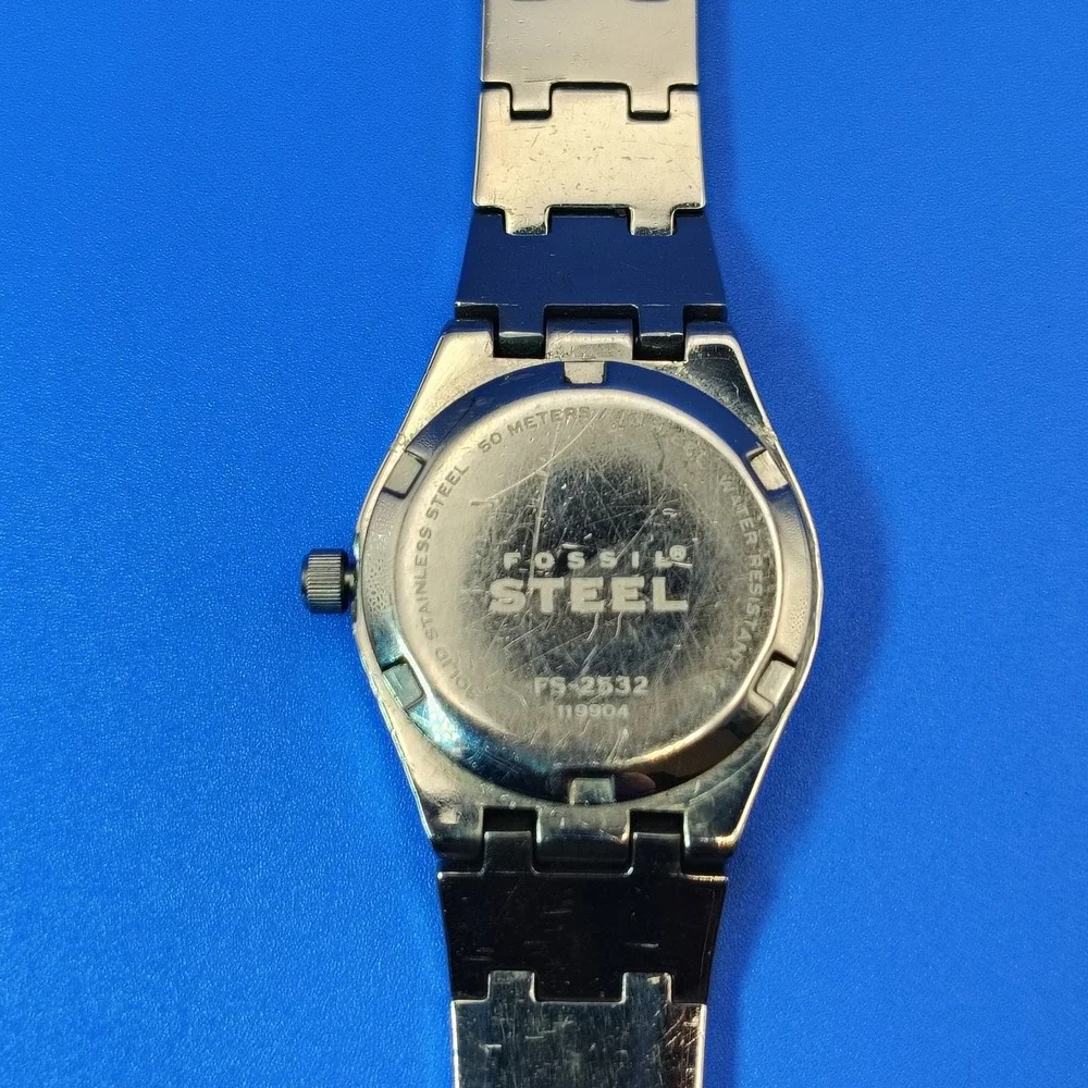 Vintage 2002 Fossil Emerald Blue Dial‎ 28mm Women's Quartz Watch Fully Restored